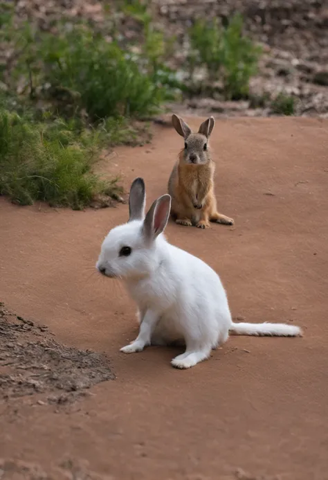 a rabbit and a meerkat together