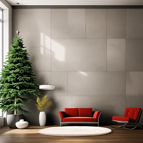 (best quality,4k,8k,highres,masterpiece:1.2),ultra-detailed,(realistic,photorealistic,photo-realistic:1.37),scenery,indoors,(Christmas tree:1.1),tiles,sliding doors,wall,plant,window,gifts.