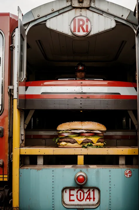 Burger on top of a train