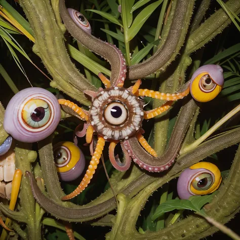 mollusca，The eyeballs are arranged in a disorderly manner，The tentacles keep swinging，Also extends insect limbs，Human limbs，All pop up on the same creature