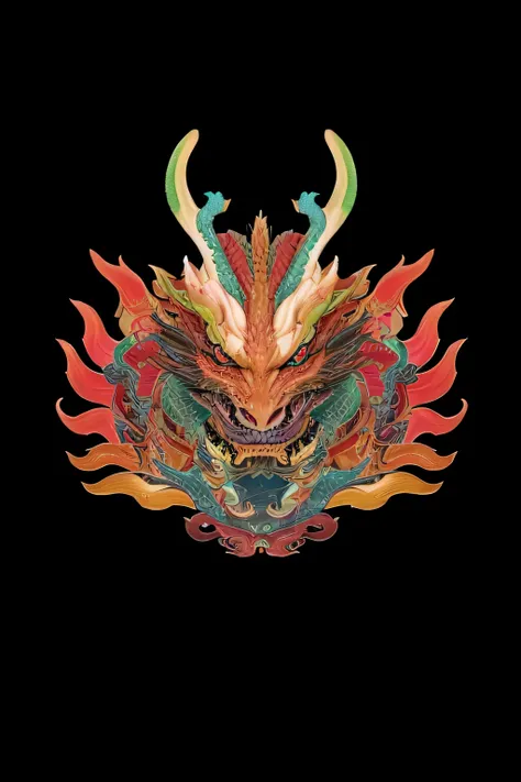 A colorful dragon，Frontal angle，bright face, Dragon Art, colors full、detail-rich多彩,Extremely colorful的杰作, vivd colour，detail-rich, Extremely colorful, 强烈而vivd colour, mythical creature, 复杂而vivd colour, AMOLED wallpaper, high detailed colors, epic dragon，he...