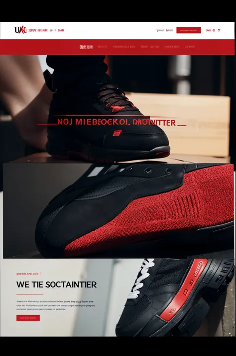 Beautiful website for shoes ,ui,ux,ul/ux, website , red and black