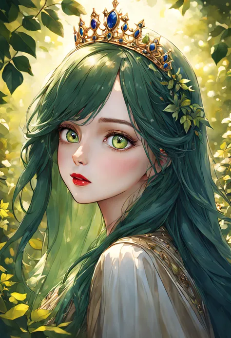 Best quality at best,4K,8K,A high resolution,tmasterpiece:1.2),ultra - detailed,(actual,photoactual,photo-actual:1.37),A queen,green-eyed,Long royal blue hair,detailed eyes and face,beautiful detailed lips,regal looking,posing elegantly,A confident express...