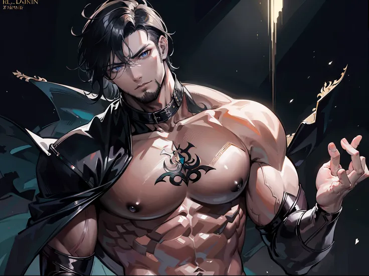 ((Masterpiece, Highest quality)), Detailed face, dramatic lighting, dark colors and atmosphere, full body, Full of details, frontal body view, back body view, Highly detailed, Depth, Many parts, Muscle boy with short black hair，handsome man, mercenary, man...