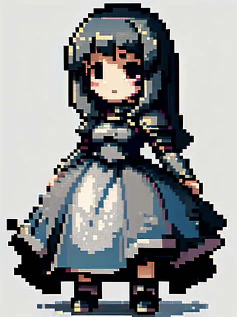 1 girl, girl with a sword in armor, full body view, pixel art, beautiful face, full body armor,