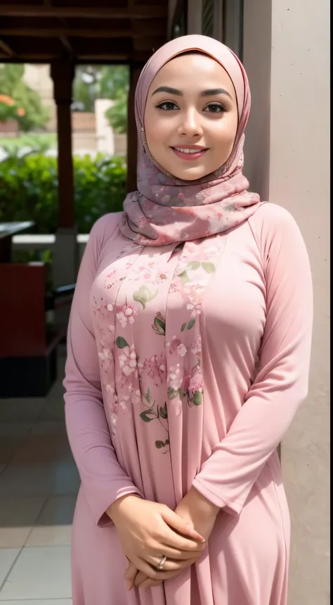 raw, best quality, high resolution, masterpiece: 1.3), beautiful malay woman in hijab,masterpiece, perfect  fit body, ((huge bre...