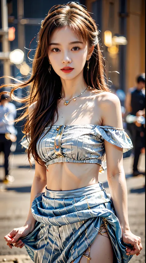 the beautiful女孩大学生, tmasterpiece, light make-up, redlip, silber hair, long messy hair, streets background, the beautiful, elegan...