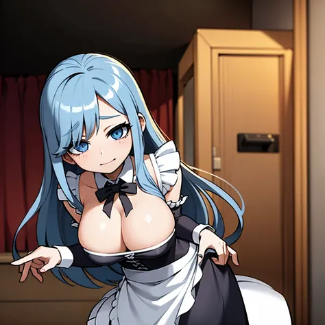 maid clothes、big breasts、One Beautiful Girl、Long blue hair、gentle、Sauce order、