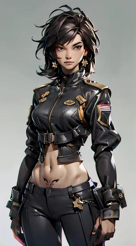 11:23(((Best quality: 1.4))),(Unbeatable masterpiece), (hyper HD),(Hyper-realistic 8k CG)、（dark colored hair） ((( body))), (((1 girl in))), 25-year-old American soldier with perfect body,,Beautiful and well groomed face,muscular body:1.2,detailed solid col...