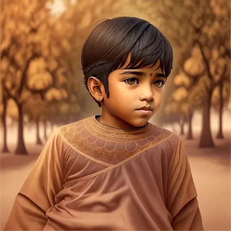 indian brown boy, hyper realistic, seating in park, looking right side, clear hd photo, 4k ,real indian brown colour scene tone, ultra hd , brown boy, looking right side --auto --s2