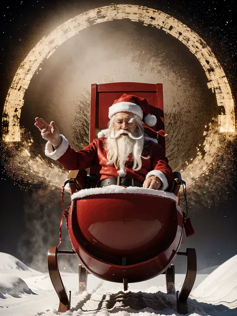 santa riding sleigh