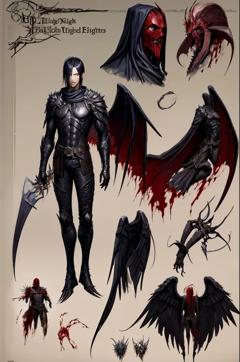 A male Eldritch Angel that is also a Blood Hunter Knight, concept art, dark fantasy, Eldritch wings