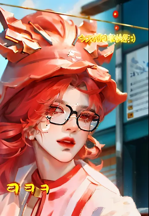 One wears glasses、Close-up of red-haired man, cai xukun, Taehyung eats Gucci French fries, His head is very long, Shin Jin Young Aesthetics, JiminThe right eyelid is swollen, he wears an eyepatch, razor blade in drain pipe, Cute Korean face, Dressed as a f...