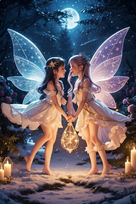 best quality,ultra-detailed,realistic,artistic,impressive,creative,Christmas tree made of fairies,detailed and delicate fairies,beautiful glowing fairies,shimmering magical tree fairies,dreamlike festive scene,fairies with sparkling wings,magic-filled Chri...