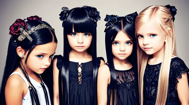 GIRLS CHILDREN, BLONDES WITH VERY LONG STRAIGHT HAIR GOTHS