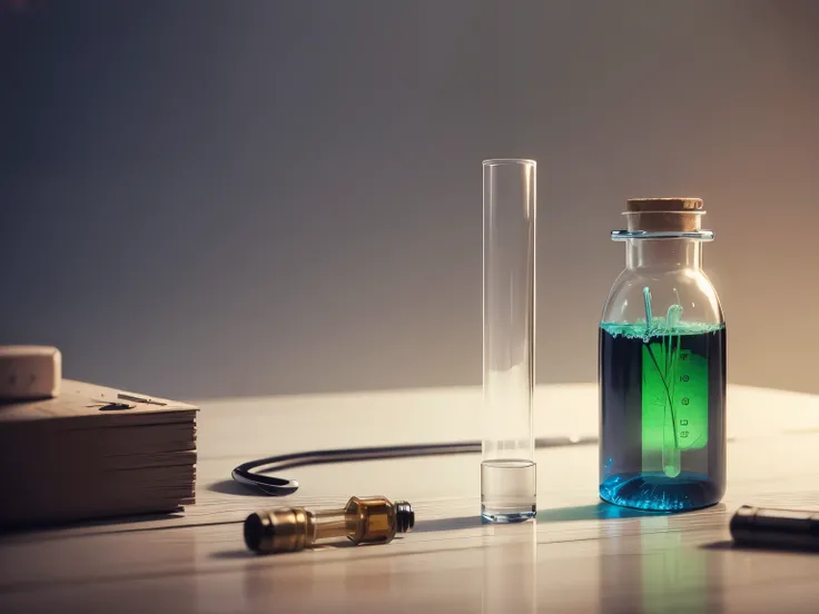 a test tube with poison stands on the medical table