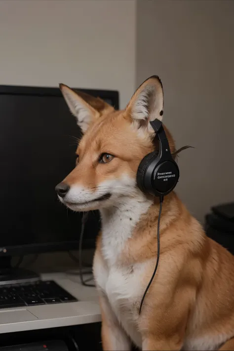 Animated fox with head phones