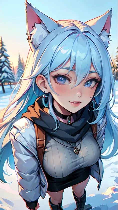 Masterpiece, high res, beautiful art, professional artist, 8k, art style by sciamano240, very detailed face, very detailed hair, very detailed clothes, 1girl, perfectly drawn body, beautiful face, long hair, light blue hair , very detailed blue vertical ca...