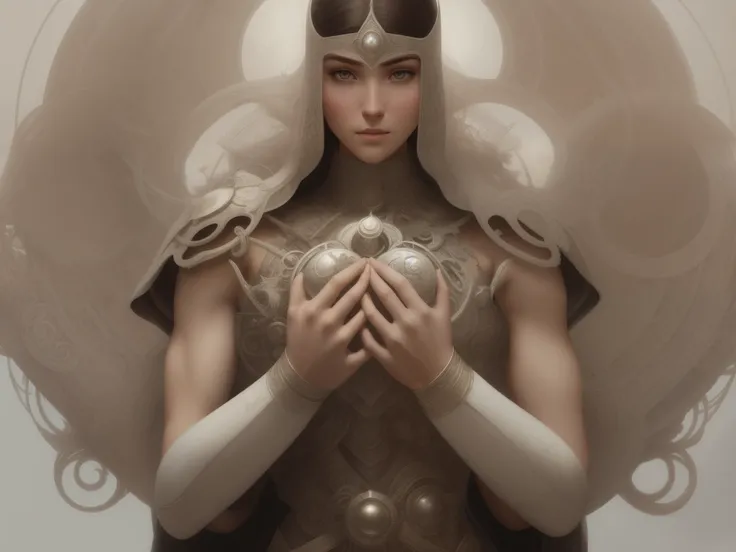 there is a beautiful woman with a large white object in her hands, yuri shwedoff and tom bagshaw, goddess. extremely high detail, tom bagshaw donato giancola, symmetrical epic fantasy art, detailed fantasy art, detailed fantasy digital art, detailed matte ...