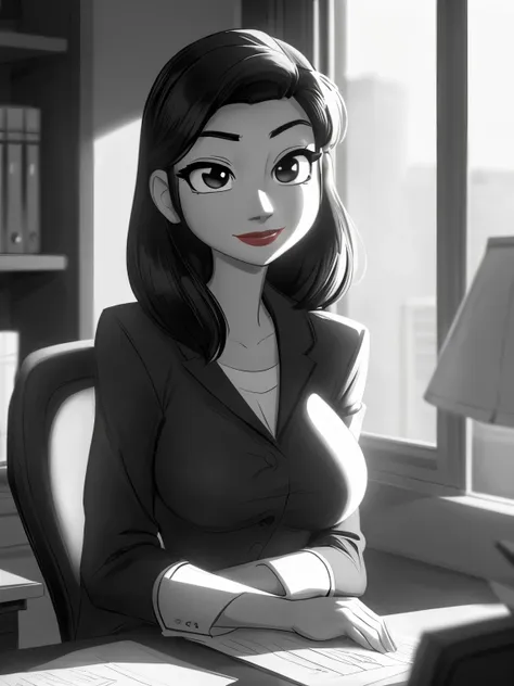 ((ultra quality)), ((tmasterpiece)), meg, paperman, (black & white style), (black and white cinema), ((black, hairlong)), (beaut...