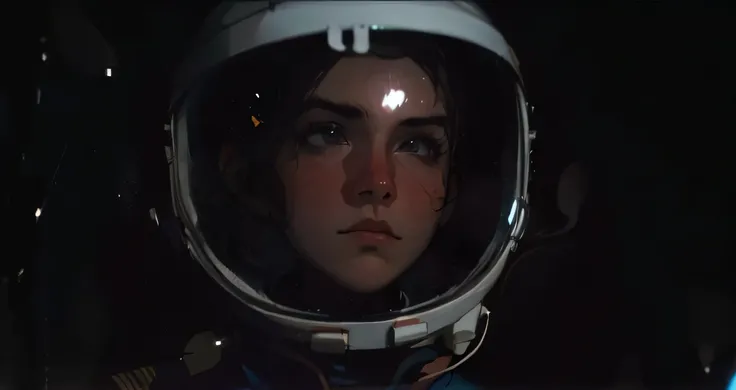 mulher astronauta no meio da noite "anime" "illustration"