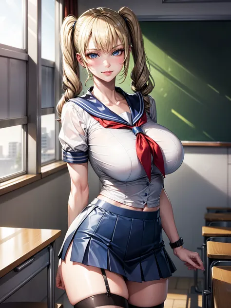 best quality, masterpiece, extremely detailed cg, extremely detailed 8k wallpaper, standing, hdr ,1girl, solo, indoors, in class...