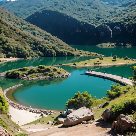 Lago com caixoeira