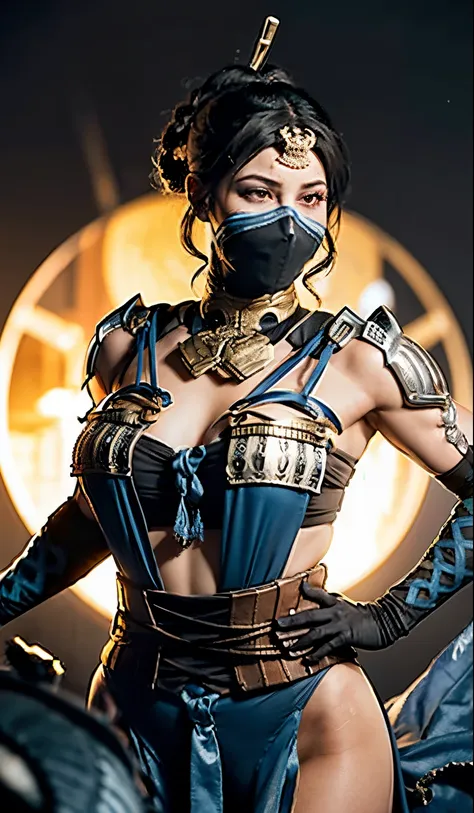 (foto de alta qualidade, ultra realista, 8k, personagem do jogo mortal kombat), mileena super bela com seu traje roxo, foto tira...