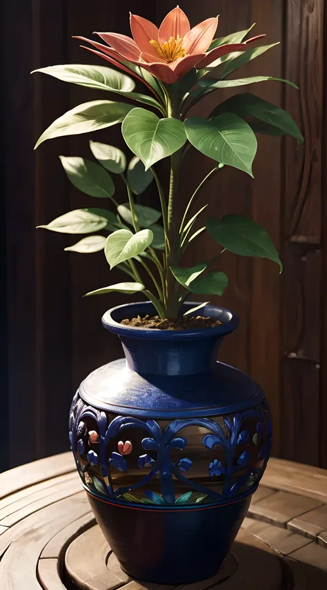 unparalleled masterpiece, 16k, ultra detailed, design of a captivating potted (magical glowing) plant. | the medium-sized plant ...