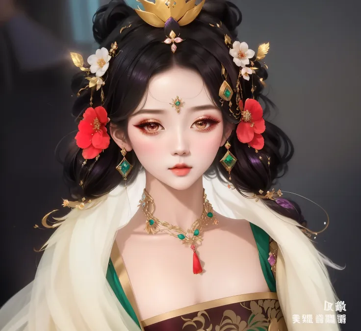 close-up of woman with bird on head, inspired by lan ying, inspired by plum trees, beautiful fantasy empress, 宮 ， a girl in hanf...