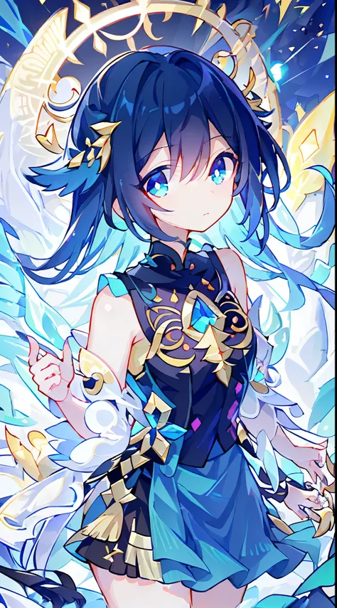 (Best Quality,8K,hight resolution:1.2), Brightly colored hair waving in the wind, Captivating rainbow-colored eyes like a kaleidoscope, Cute and innocent face with rosy cheeks, the fantastical existence of an angel, A moonlit night that emits a soft light,...