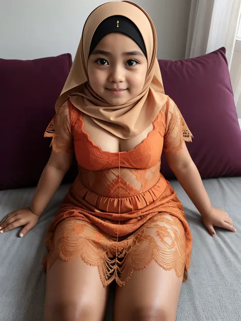 ((malay hijab girl)), 6 years old, hijab indonesian girl, flat tits : -0.1, ((flat chest)), ((tigh dress)), ((undress)), (chrome...