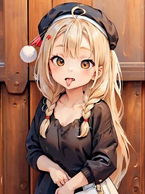 animesque、a sticker、顔と口メインのa sticker、Close-up of the mouth、tchibi、1beautiful girl、succubus santa claus girl、sixteen years old、(((I mainly draw the mouth、super close up of mouth、tongue、long tongue、sticking out the tongue、Show the inside of the mouth、Open yo...