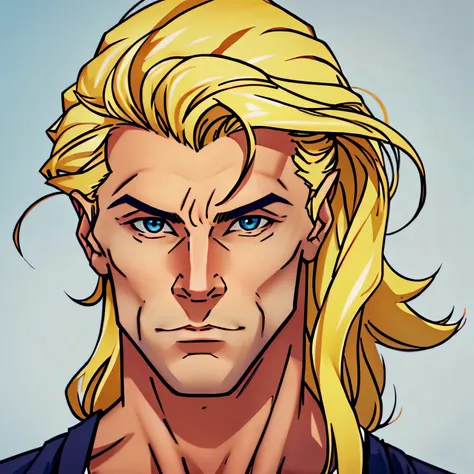 feminine man blonde mullet scar on left chin