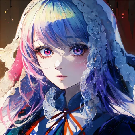 a close up of a person with a colorful hair and a tie, anime styled digital art, stunning anime face portrait, beautiful anime s...