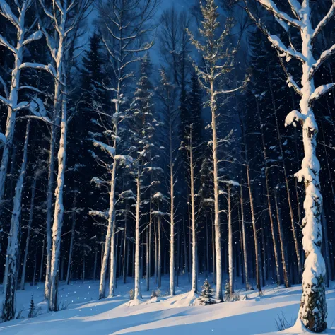 snowy viking forest at night background