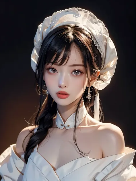 a close up of a woman with a white dress on, inspired by yanjun cheng, gorgeous chinese models, actual. cheng yi, high-quality p...