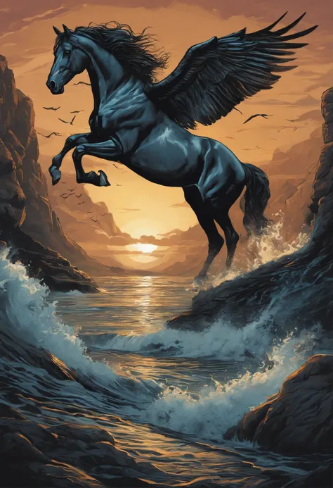 there is a horse with a mini horn on its face, which stands in the water with a bird, jen bartel, Knight of Cups, Jason Benjamin, Justin Gerard, eddie mendoza, inspired by John Frederick Herring, Senior., dan mumford tom bagshaw, beautiful illustration, hi...