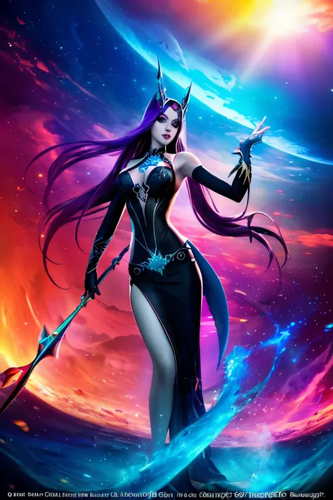 🏝️🦈🔬 Revelations Colorful UHD Photo realistic high resolution Stunningly beautiful adult goth woman, goddess with wicked gorgeous intricately detailed eyes, perfect body in every way, smiling seductively in a beautiful colorful cosmic galactic tropical sun...