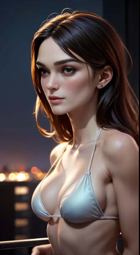 photo of Keira Knightley, RAW, beautiful woman, ((portrait)), ((detailed face:1.2)), ((detailed facial feature, detailed skin, clear skin), (perfect proportioned body, medium breasts), (wearing bikini) (high detailed city environment, apartment balcony), (...