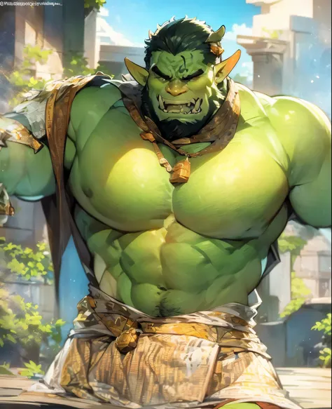 hulk в бикини с мечом в руке, orc themed, orc, hulk, how is your physique, grog silyaub, musclebound and clumsy, as ugly titan, ...