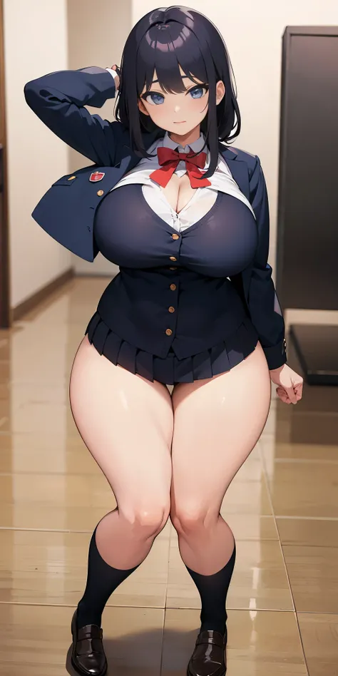 school uniform，Cute big breasts look slim，humongous large breast, humongous large breast大ass, Thigh thick，tmasterpiece，Best quality at best， Thigh thick， big chest and thin waist，Excellent