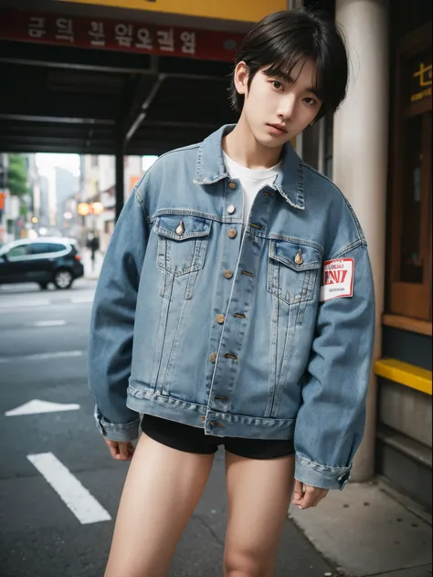 boy, 17 y.o, denim jacket, seoul