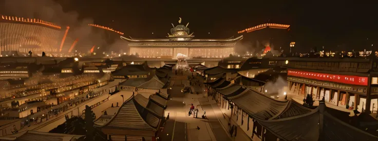 A crowded street，There are clocks and a lot of people, Opening scene, Great scenes from the movie, Scenes from live-action movies, Still from a live action movie, Tang Dynasty visual effects, screenshots from movies, City architecture in Tang Dynasty, movi...