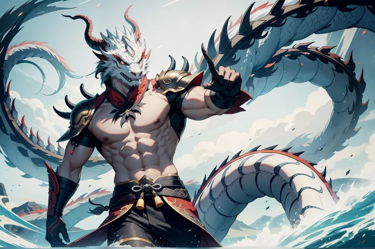 Smoky white dragon combined with a handsome guy, Asian dragon, ancient Chinese background, ar 3:2,8k, hype realicstic,