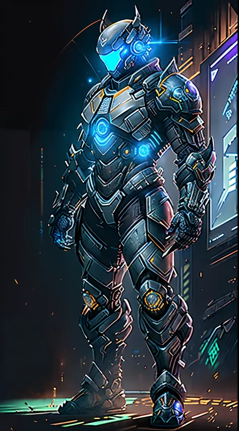 A high-tech combat armor suit inspired by Godzilla concept, Godzilla concept biotech battle armor, High-tech armored suits, psychedelic details, BiophyllTech, add electric power around, A bio-sensitive high-tech battle armor suit infused with Godzilla char...