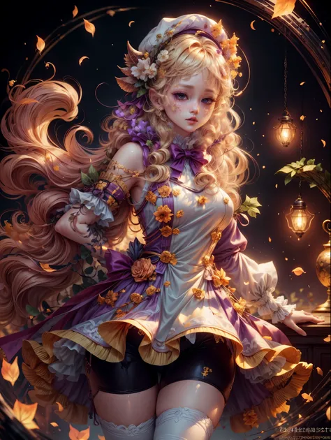Z23, ctextured skin, 8K, 美丽细致的眼睛, 电影灯光, beautiful detailed face, ultra - detailed, Masterpiece Theatre of the World, 电影灯光,, 1个Giant Breast Girl, Alone, Blonde hair, a purple eye, hair pin, white shirt, beret, of shoulders, mitts, Iron Cross, bike shorts,...
