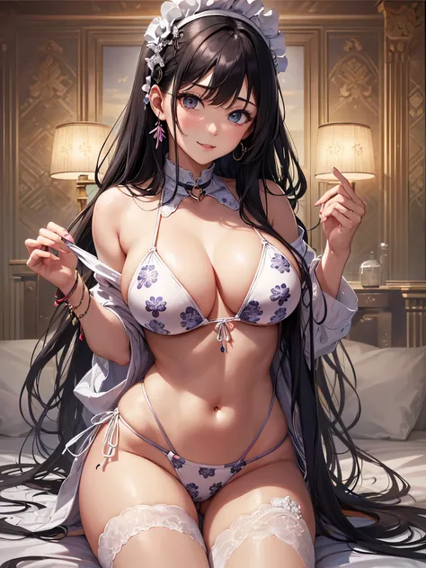 ((Finest quality)),(超A high resolution),(ultra-detailliert),(Meticulous portrayal),((Best CG)),(Finest works of art),Ultra-Precision Art,The art of astounding depiction, (1人の女性:1.5),(Bikini swimwear:1.6,Border pattern:1.5),Beautiful and well-groomed face,T...