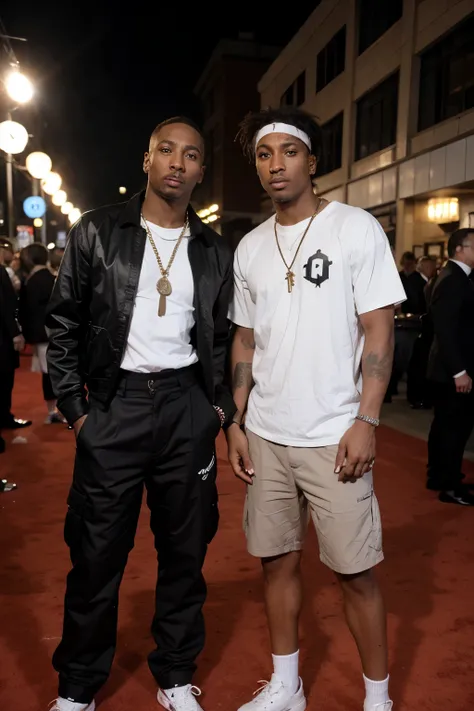 pop smoke and tupac posing for a picture together on the red carpet