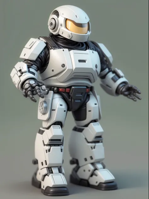 (Blind box toy style:1.2), (Full body shot) , 1 cute fat metal male engineer, Metal mech，Metal opaque helmet, cyber punk perssonage, dreamy glow, Clean, Black draft,white and black style， ( Global illumination, Ray traching, hdr, unreal render,reasonable d...